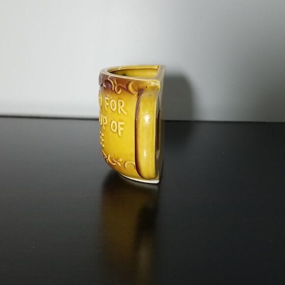 Half a Cup of Coffee Mustard Yellow Ceramic coffee cup - Picture 2 of 7